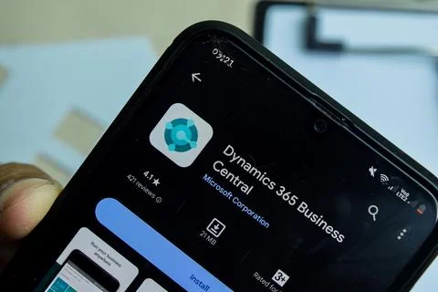 Dynamics 365 Business Central application on Smartphone screen Stock Photos