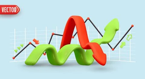 Dynamics of course online graphics. Trade arrow. Exchange price chart. Realis Stock Illustration
