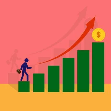 Dynamics of growth or strengthening of the dollar Stock Illustration