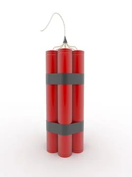 Dynamit. A bunch of seven bombs on white isolated background. 3d Dynamit. ... Stock Photos