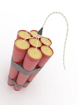 Dynamit. A bunch of seven bombs on white isolated background. 3d Dynamit. ... Stock Photos