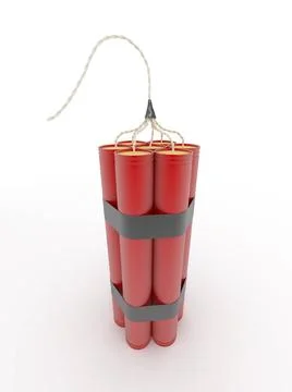 Dynamit. A bunch of seven bombs on white isolated background. 3d Dynamit. ... Stock Photos
