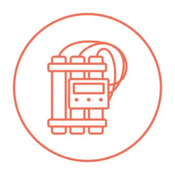 Dynamite and detonator line icon 스톡 일러스트