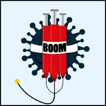 Dynamite attached to a virus Vaccination concept Vector Stock Illustration