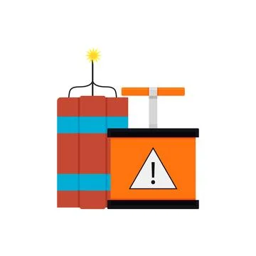 Dynamite bomb and detonator to launch danger weapon to explosion and damage Stock Illustration