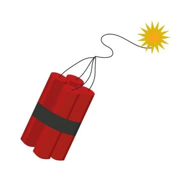 Dynamite bomb with burning wick danger explosive weapon flat vector イラスト素材