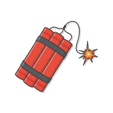 Dynamite Bomb With Burning Wick Detonate Vector Icon Illustration. Explosiv.. イラスト素材