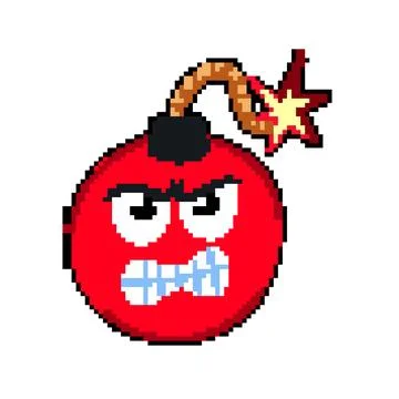 Dynamite bomb character pixel art vector illustration Stock Illustration