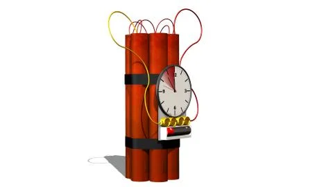 Dynamite bomb with clock timer - isolated on white イラスト素材