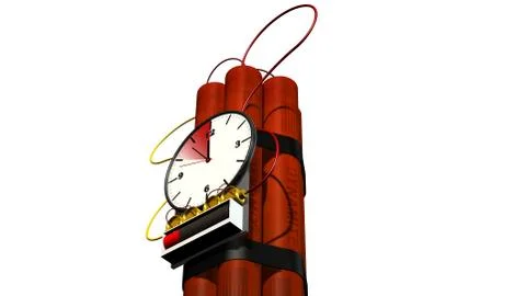 Dynamite bomb with clock timer - isolated on white 스톡 일러스트