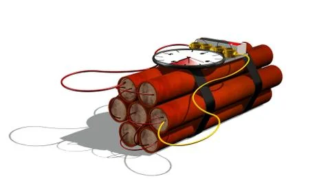 Dynamite bomb with clock timer - isolated on white Stockillustratie