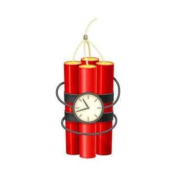 Dynamite bomb with clock timer vector illustration on white background Stock Illustration
