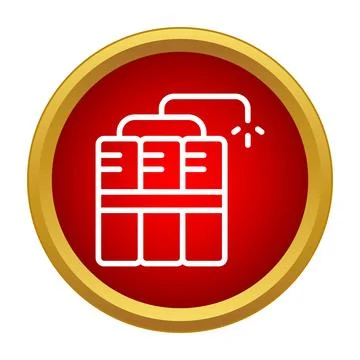 Dynamite bomb explosive icon with burning fuse Illustrazione stock