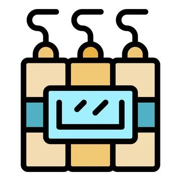 Dynamite bomb explosives with detonator and timer displaying danger Stock Illustration