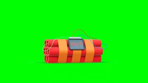 Dynamite Bomb on Green Background with Timer Countdown Indicator Display 库存影片 303141446