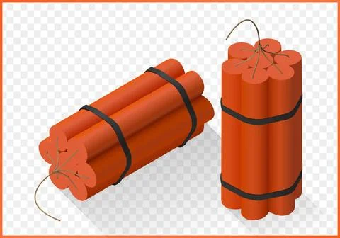 Dynamite bomb isometric flat vector Red Dynamite bomb isometric flat vecto... Stock Photos