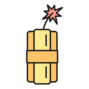 Dynamite bomb with lit fuse vector icon Stock Illustration