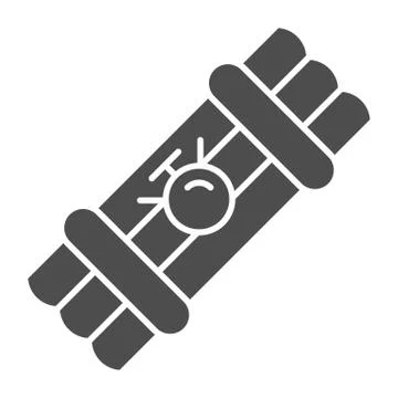 Dynamite bomb solid icon. Countdown bomb vector illustration isolated on white Illustrazione stock