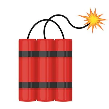 Dynamite bomb sticks with fire flash icon. Vector illustration. Stock Illustration