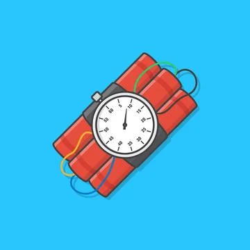 Dynamite Bomb With Timer Clock Is Ready To Explode Vector Icon Illustration.. イラスト素材