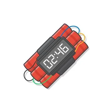 Dynamite Bomb With Timer Is Ready To Explode Vector Icon Illustration. Expl.. イラスト素材