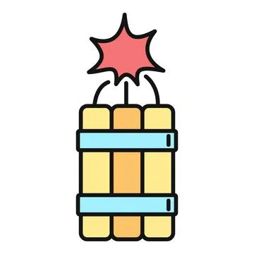 Dynamite bundle with burning fuse exploding icon 库存插图