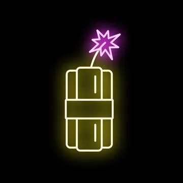 Dynamite bundle icon glowing with neon light Stockillustratie