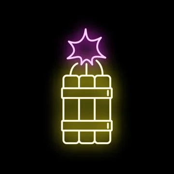 Dynamite bundle neon icon symbolizing danger and power Stock Illustration