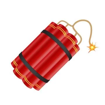 Dynamite with burning fuse vector illustration isolated on white background Illustrazione stock