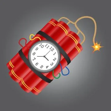 Dynamite with burning fuse vector illustration isolated on white background Stock Illustration