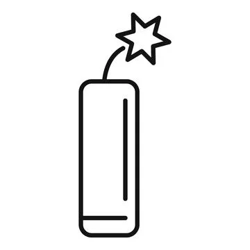 Dynamite with burning wick exploding icon outline style Stock Illustration