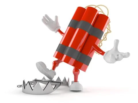 Dynamite character with bear trap 스톡 일러스트