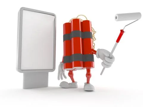 Dynamite character with blank billboard Stock Illustration