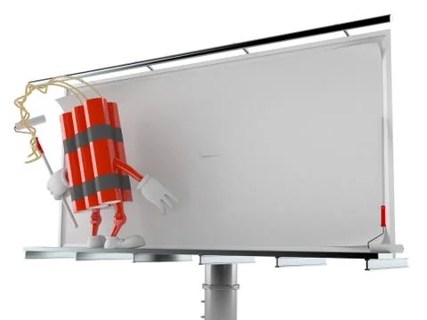 Dynamite character with blank billboard Stock Illustration