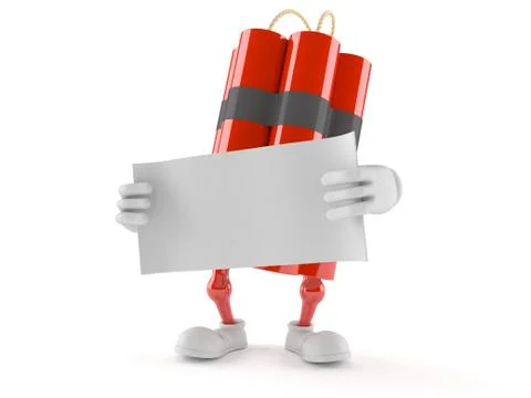 Dynamite character with blank sheet of paper Stock Illustration