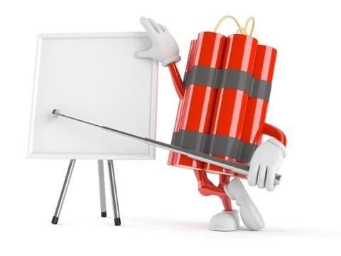 Dynamite character with blank whiteboard Illustrazione stock