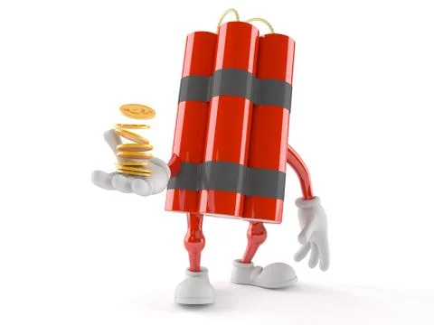 Dynamite character with coins Illustrazione stock