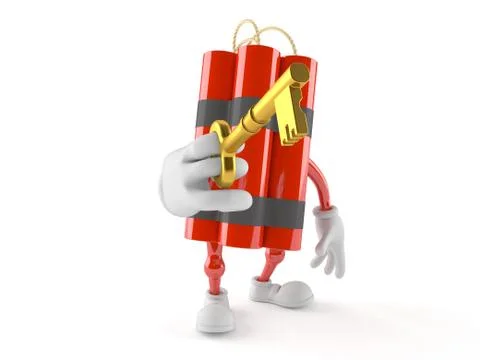 Dynamite character with door key Illustrazione stock