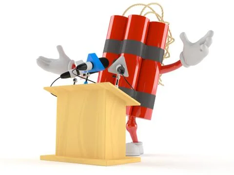 Dynamite character gives a presentation Stock Illustration