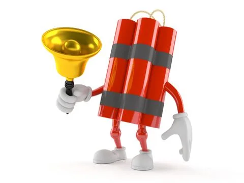 Dynamite character with handbell Illustrazione stock