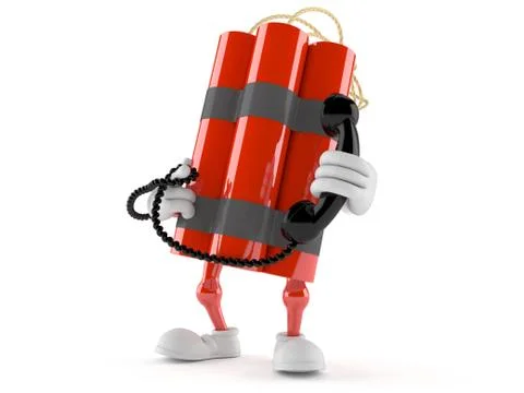 Dynamite character with handset Stock Illustration