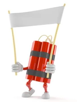 Dynamite character holding blank banner イラスト素材