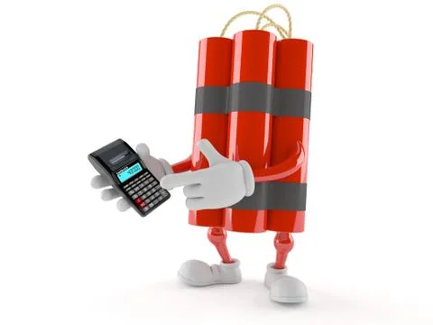 Dynamite character holding calculator イラスト素材