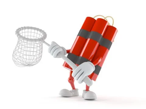 Dynamite character holding net Stockillustratie