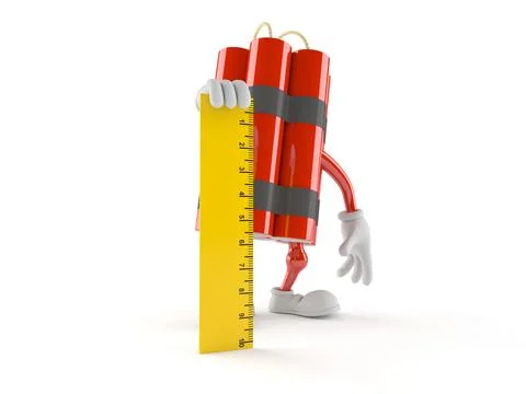 Dynamite character holding ruler Illustrazione stock