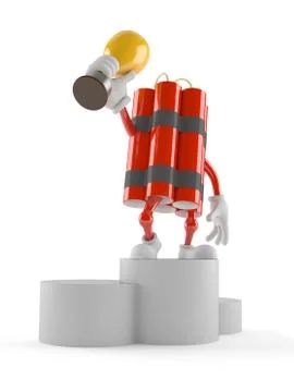 Dynamite character holding a trophy Stock Illustration