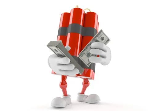 Dynamite character with money Stock Illustration