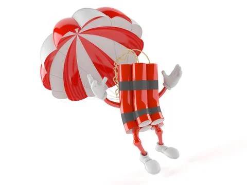 Dynamite character with parachute Stock Illustration