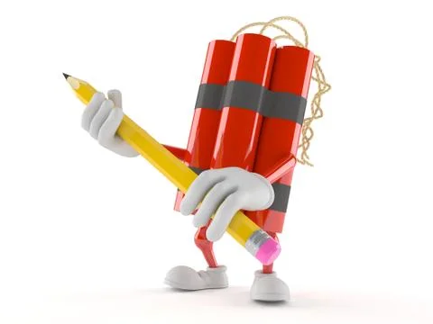 Dynamite character with pencil Illustrazione stock