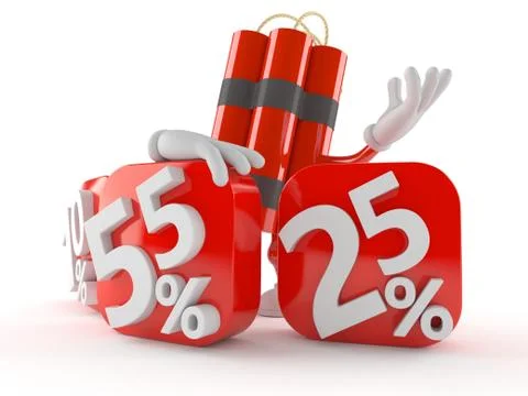 Dynamite character with percents Stock Illustration